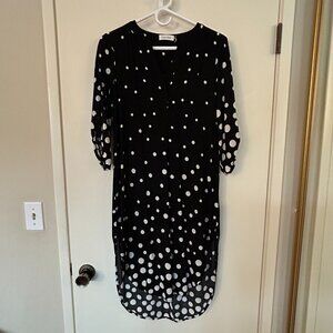 (SOLD) Calvin Klein Polka dot black & white dress, 3/4 sleeves, Size 4